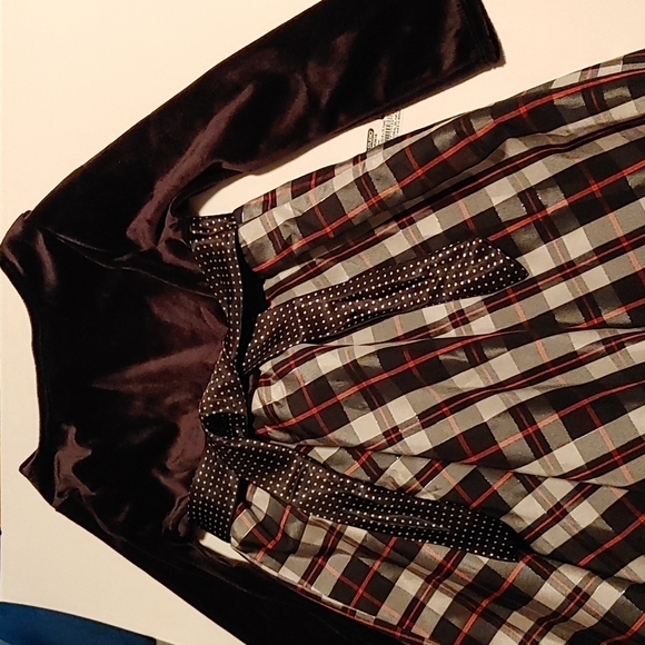 WHAT A DOLL Christmas dress black and white plaid long sleeves size 5 - Picture 3 of 13